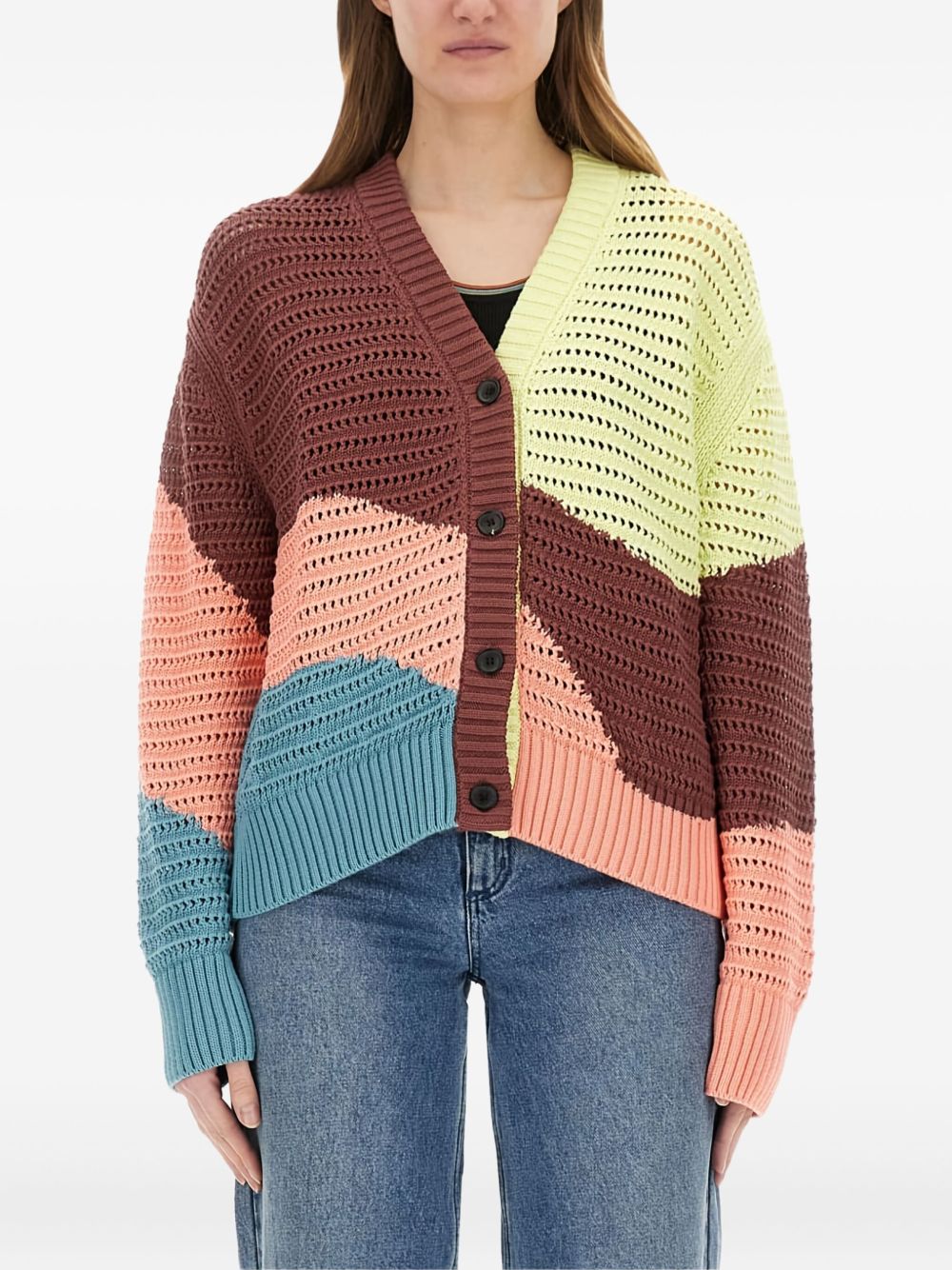 Colour-blocked cardigan - Brown