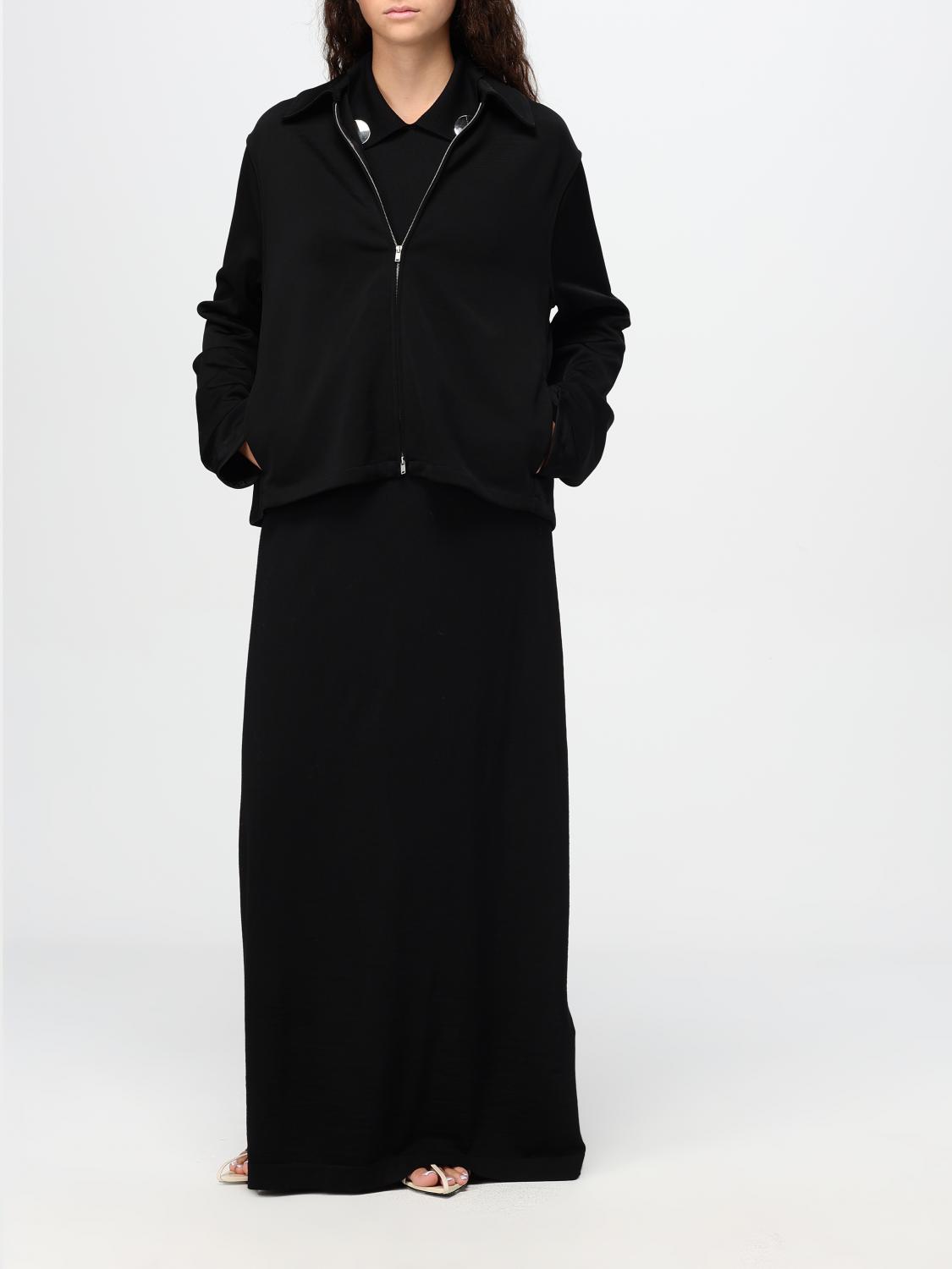 Spread-collar wool maxi dress - Black