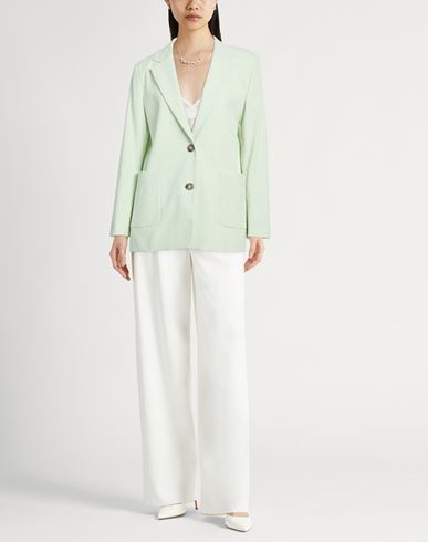 Easy Woman Blazer Light green Size 6 Cotton, Elastane