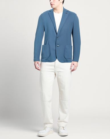 Man Blazer Slate blue Size 40 Polyester, Cotton, Elastane
