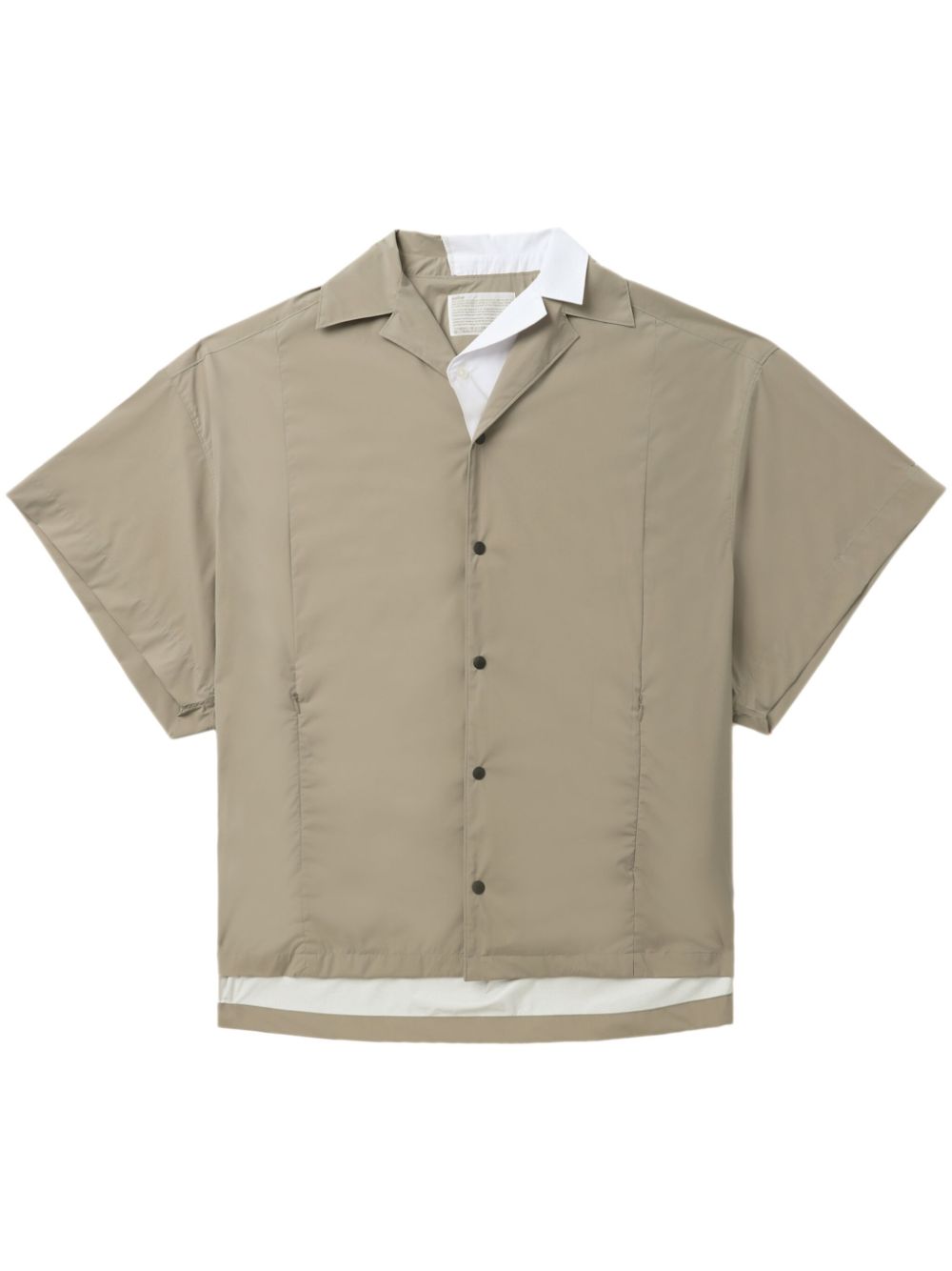 Contrast-collar layered shirt - Neutrals