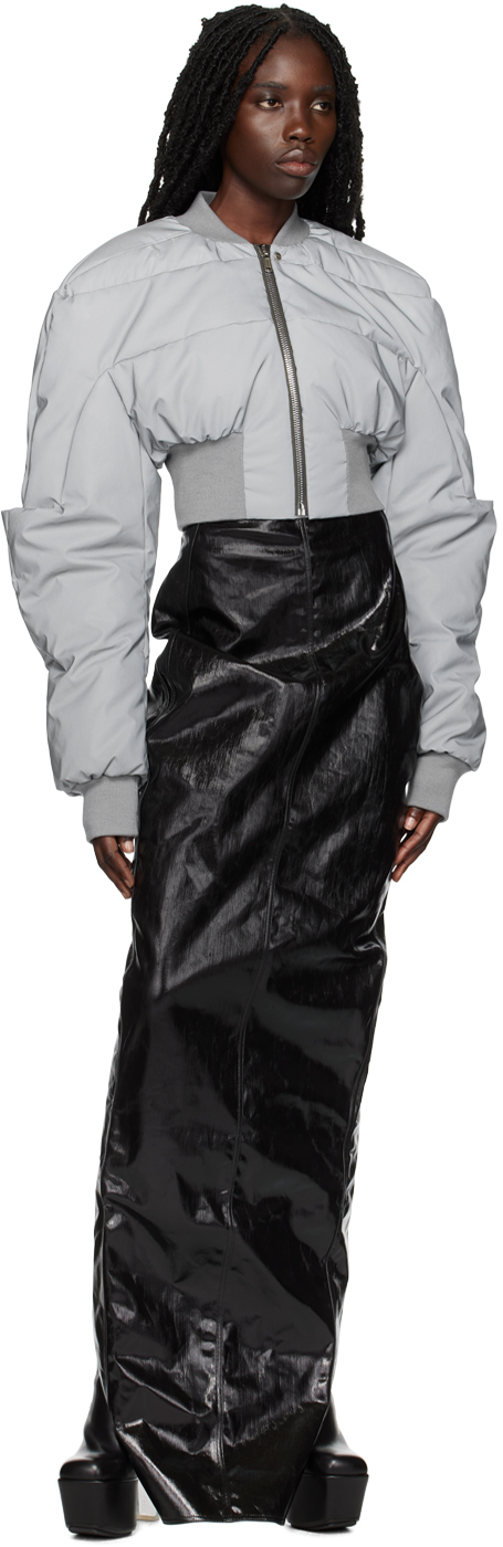 Gray Girder Cropped Down Bomber Jacket