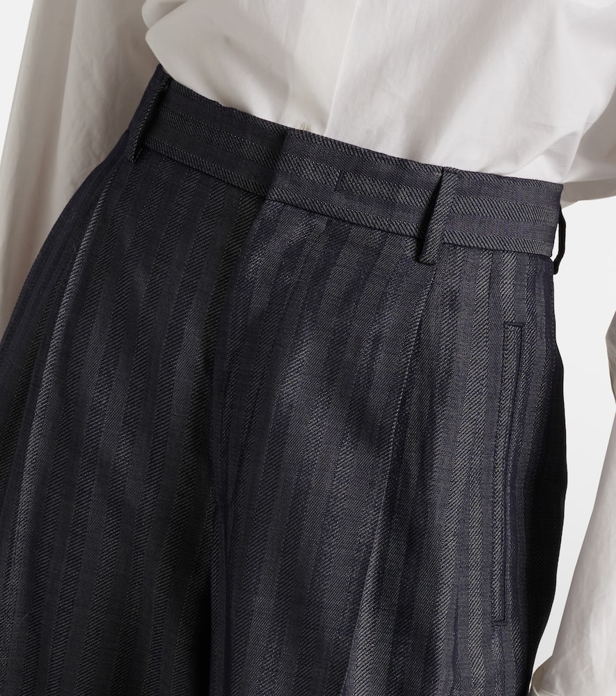 Pleated wool-blend wide-leg pants