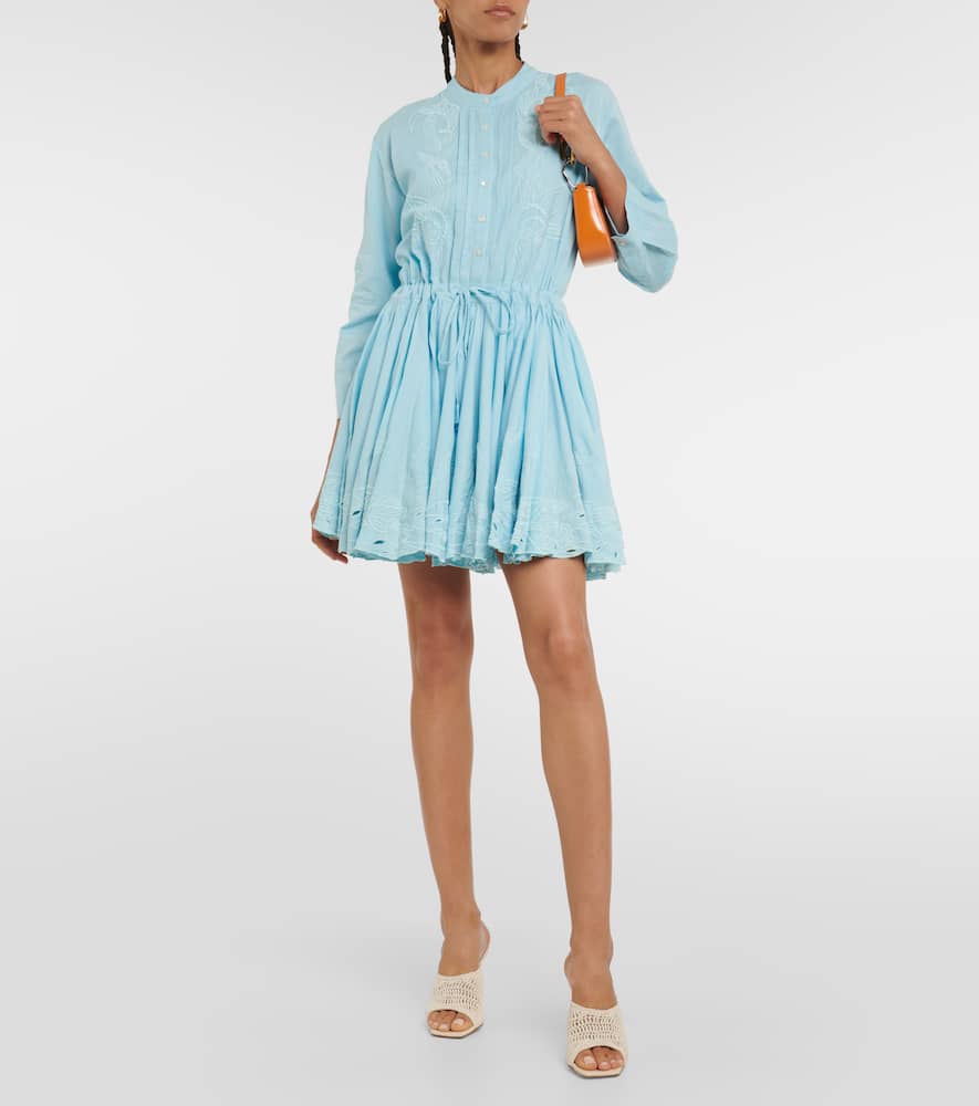 Juliet Dunn Embroidered cotton minidress