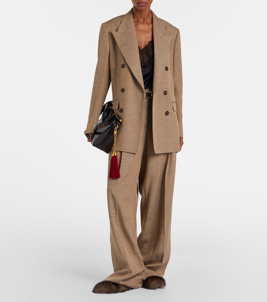 Pleated belted wide-leg pants