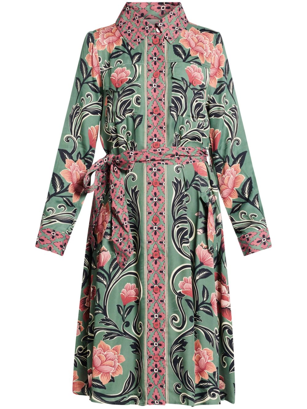 Floral-print midi dress - Green