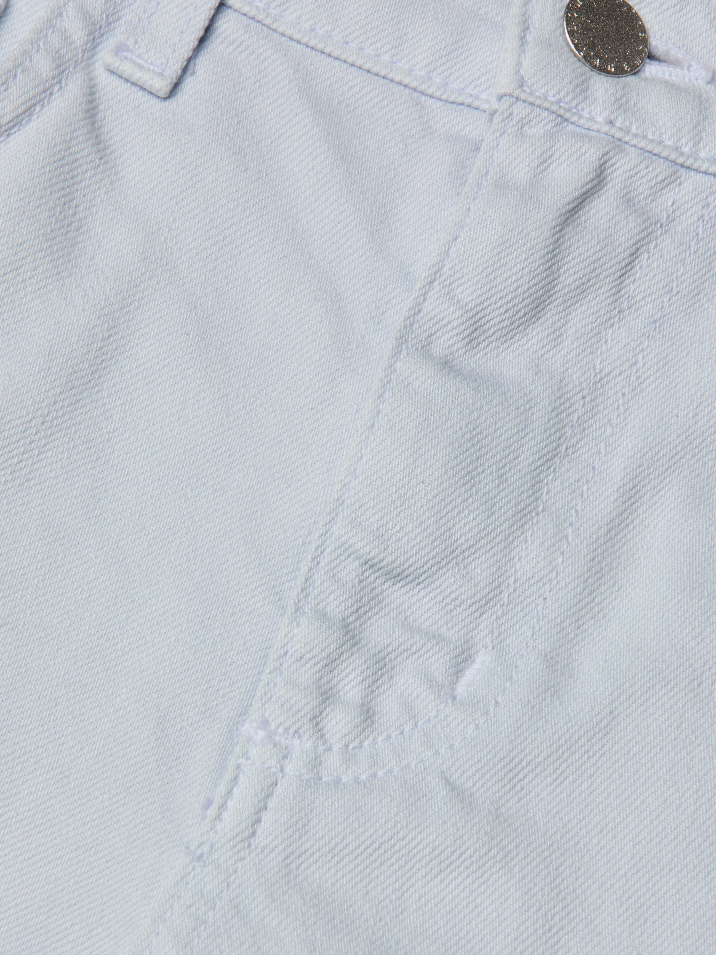 Beck Raw-Hem Jean Short In Pale Mist Blue Destruct