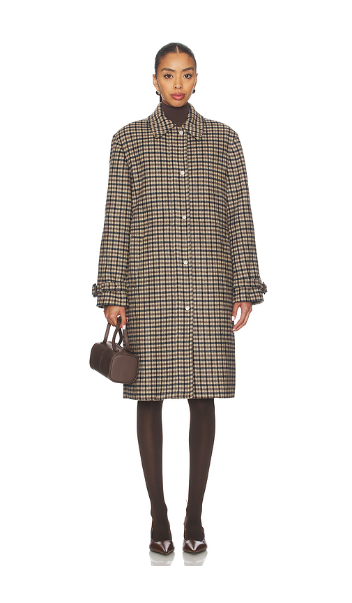 Vince plaid car coat with faux leather trim en color crema S también en