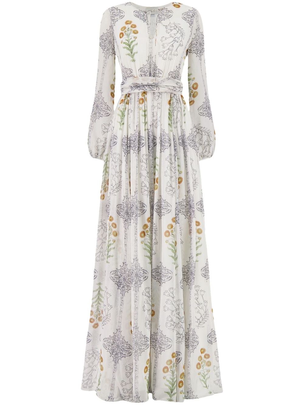 Floral-print silk maxi dress - White