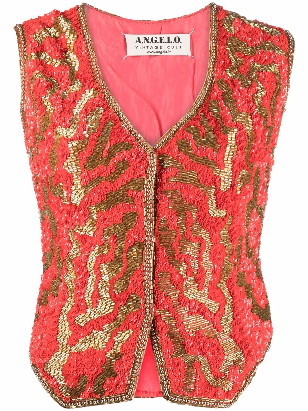 1980s V-neck sequinned waistcoat - Red