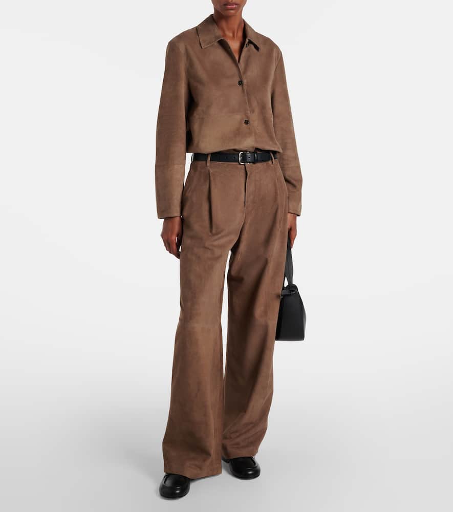Brando high-rise suede wide-leg pants