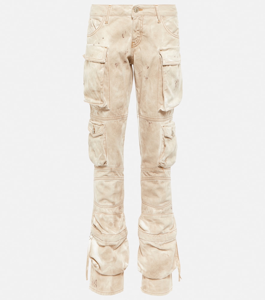 Low-rise denim cargo pants