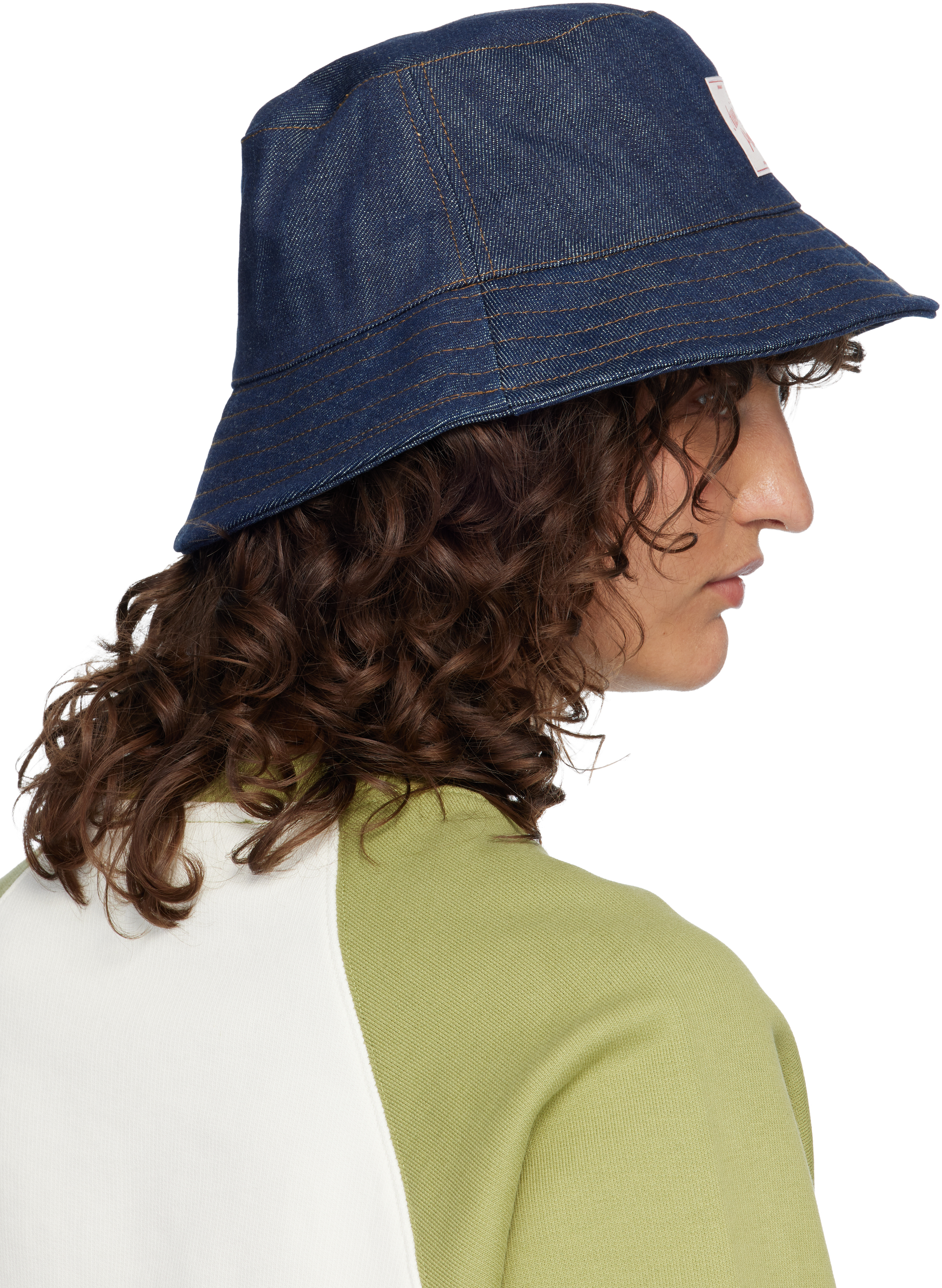 Navy Topstitchings Denim Bucket Hat
