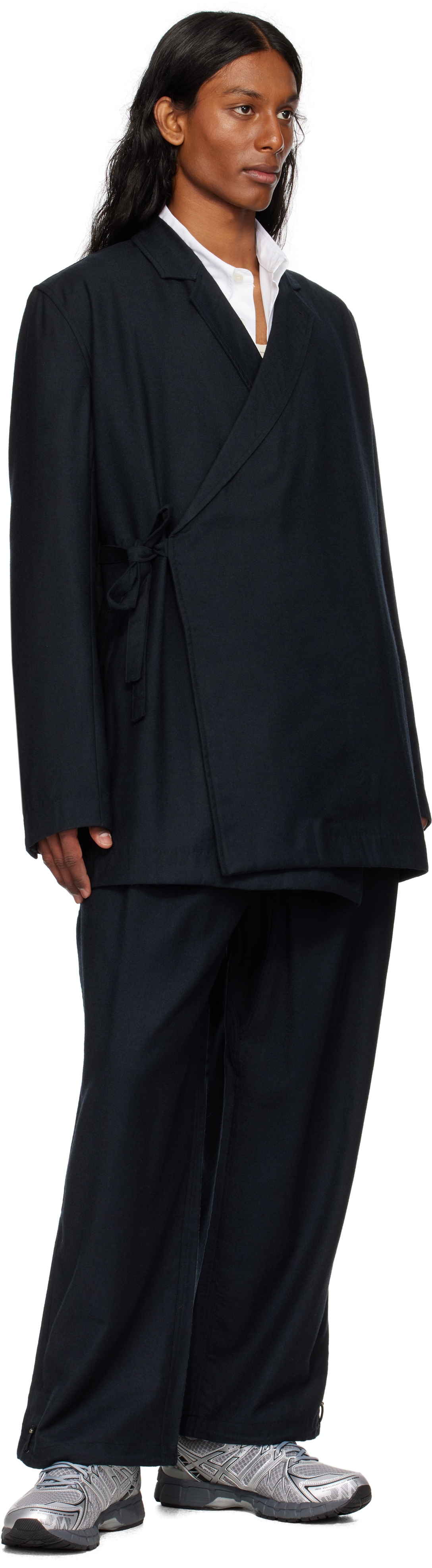 Maharishi Black 6058 Asymmetrical Wool Pleated Trousers