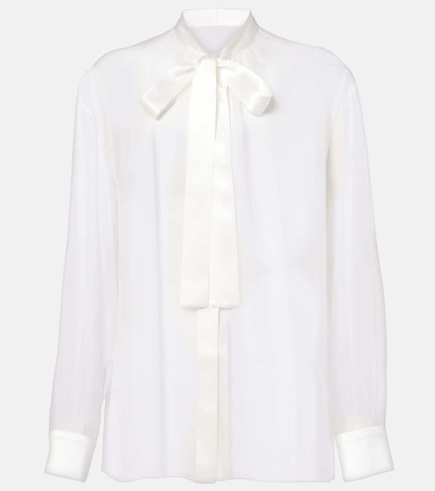 Bow-detail silk chiffon shirt