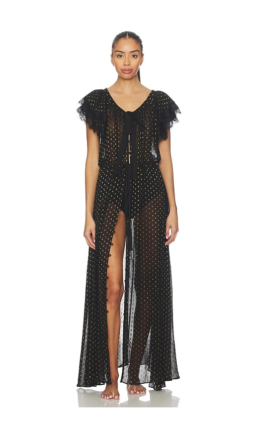For Love & Lemons Liz Lurex Dot Robe in Black. - XS also in L, M
