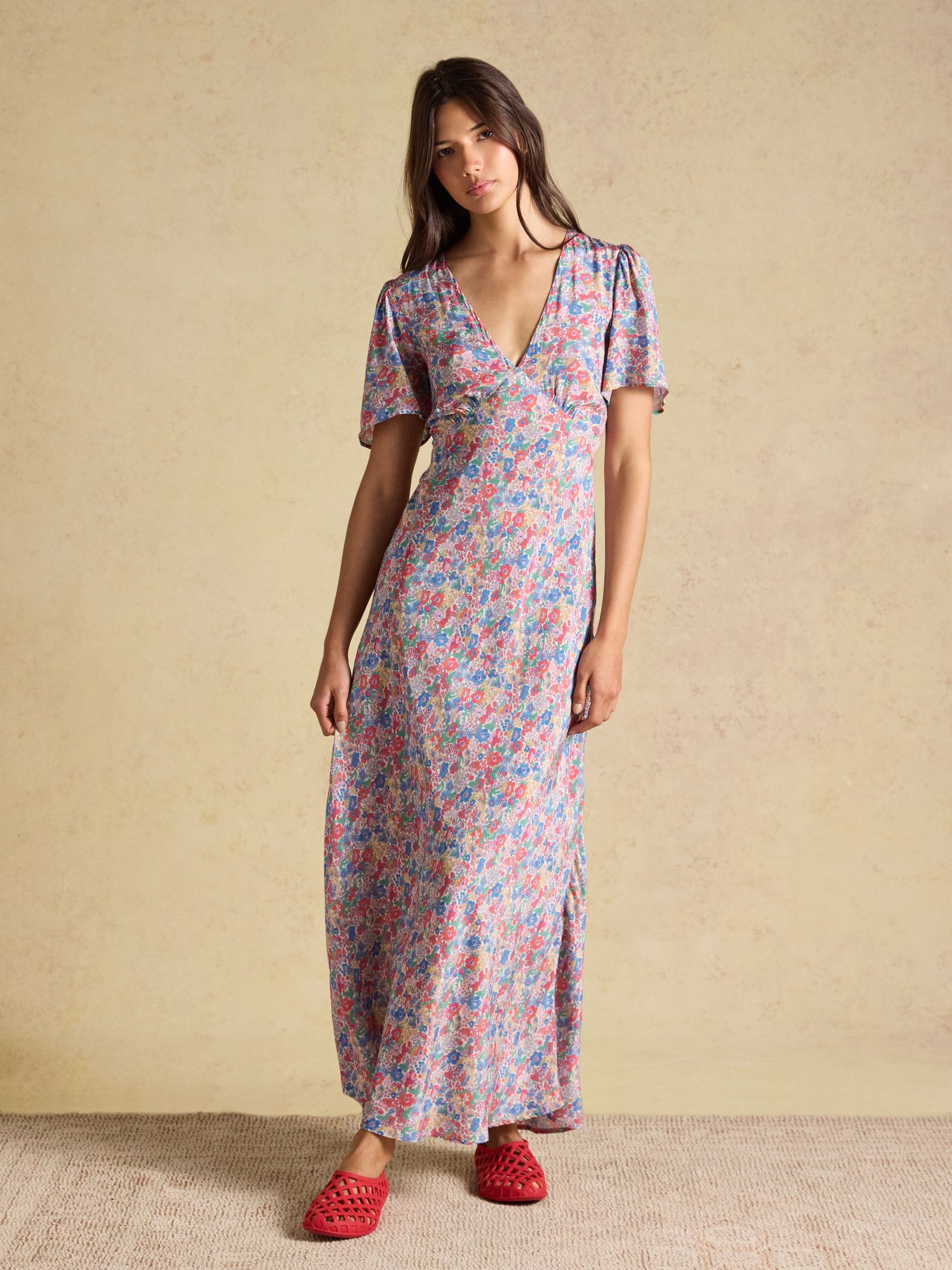 Lainey Multi Ditsy Bias Cut Maxi Dress