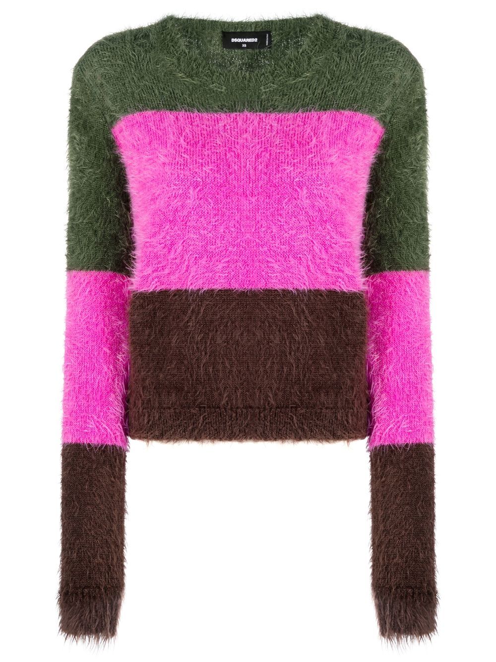 Striped brushed-effect jumper - Green
