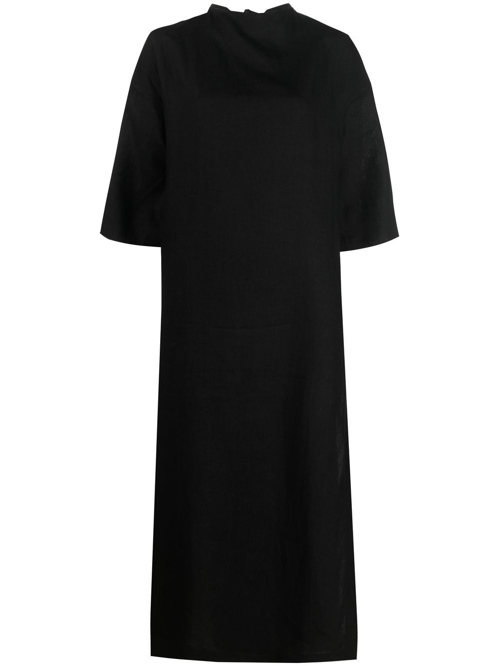 Triiris geometric-embroidered linen dress - Black