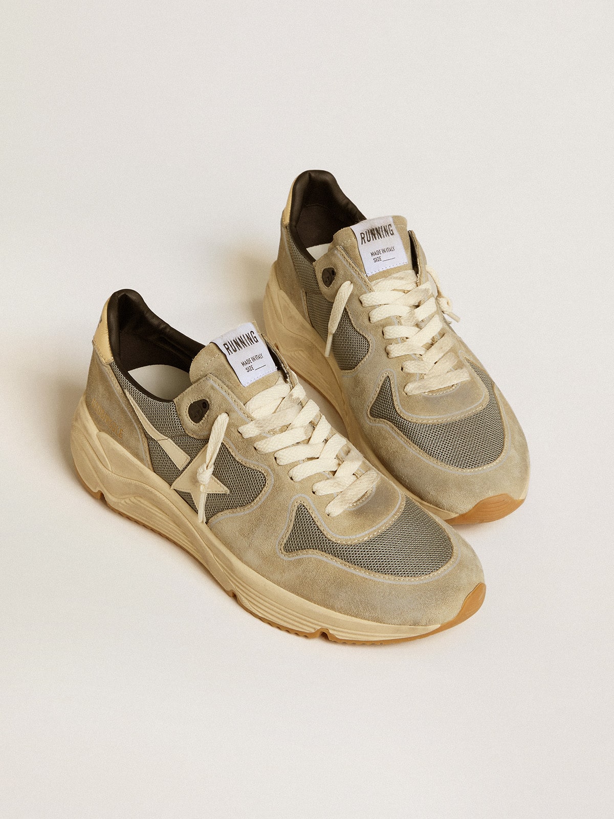 Golden Goose - Running Sole In Gray Suede With White Star And White Heel Tab, Man