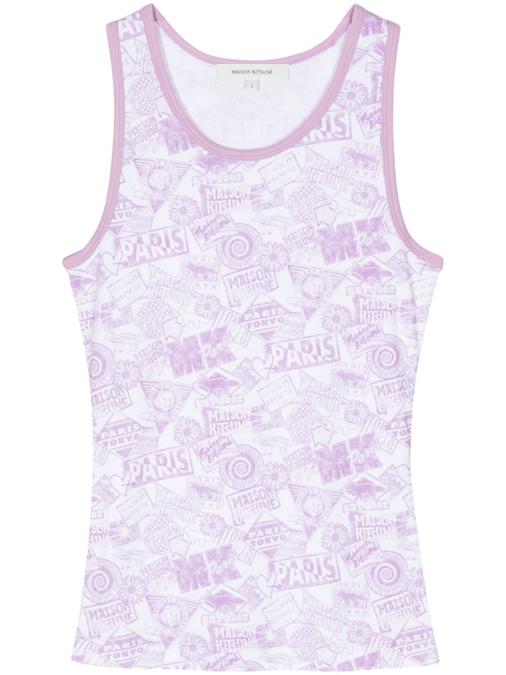 Logo-print cotton tank top - Purple
