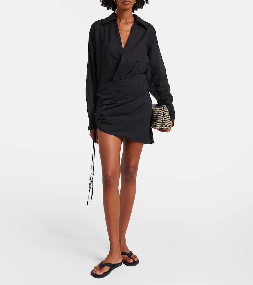 Azura ruched cotton wrap dress