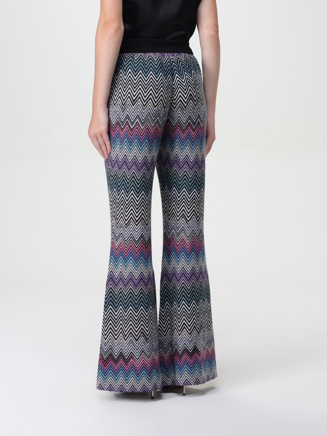 Zigzag woven wool flared trousers - Pink