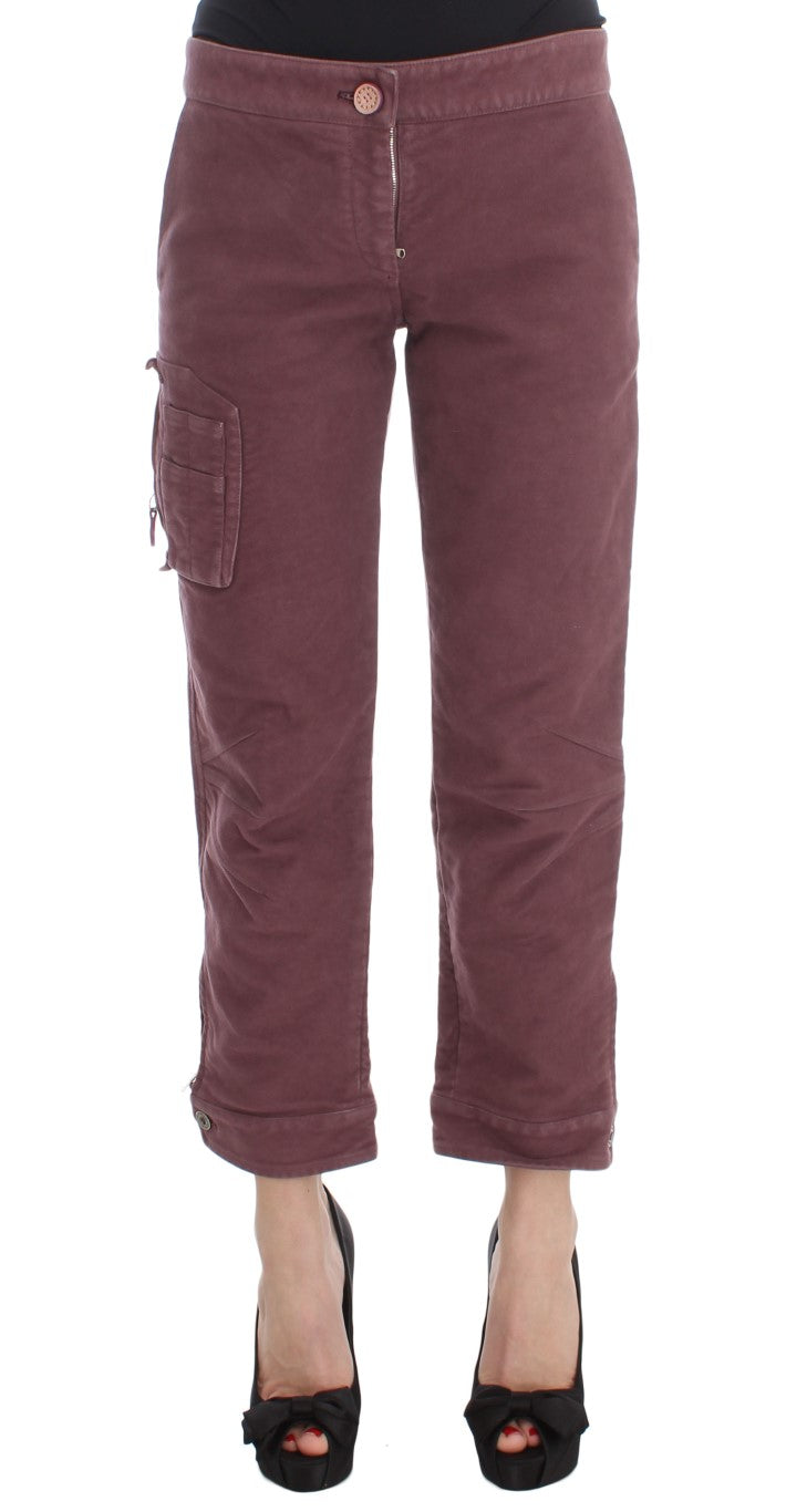 Cotton Cropped Cargo Cargo Pants — Burgundy