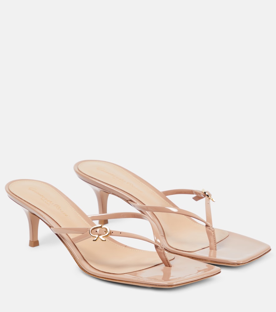 Patent leather thong sandals