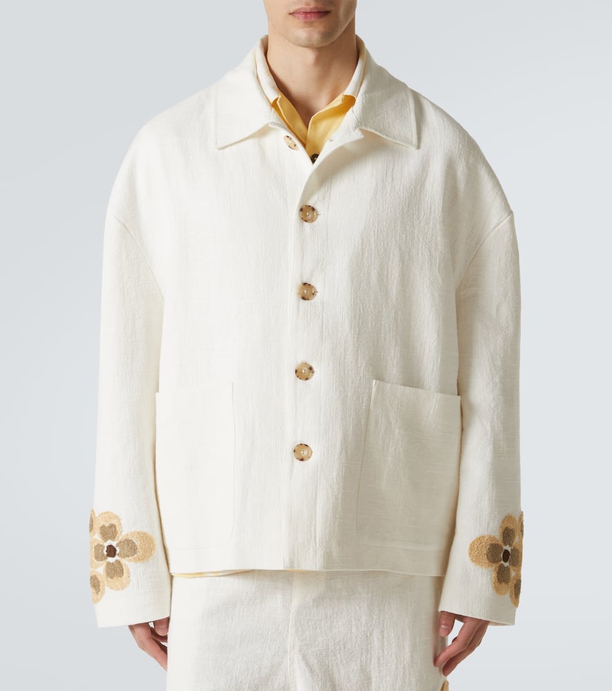 Floral linen and cotton bouclé jacket