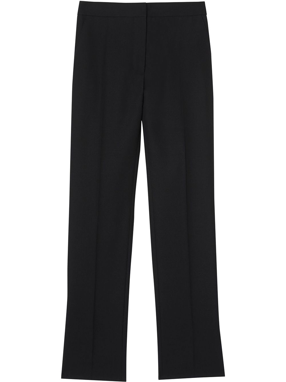 Satin Stripe Detail Wool Tailored Trousers - Black