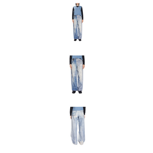 Distressed-effect boyfriend jeans - Blue
