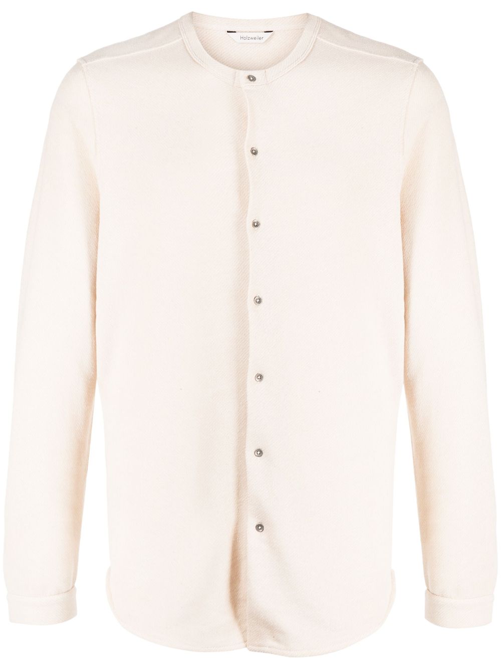 Henley-collar button-down shirt - Neutrals