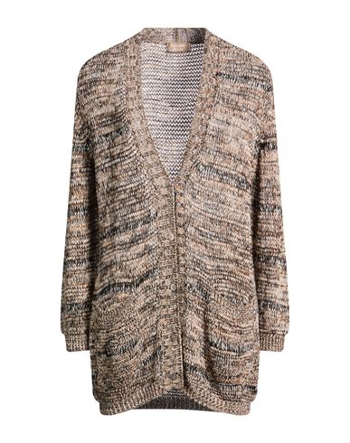Woman Cardigan Camel Size 6 Cotton, Linen, Viscose, Metallic fiber, Polyamide