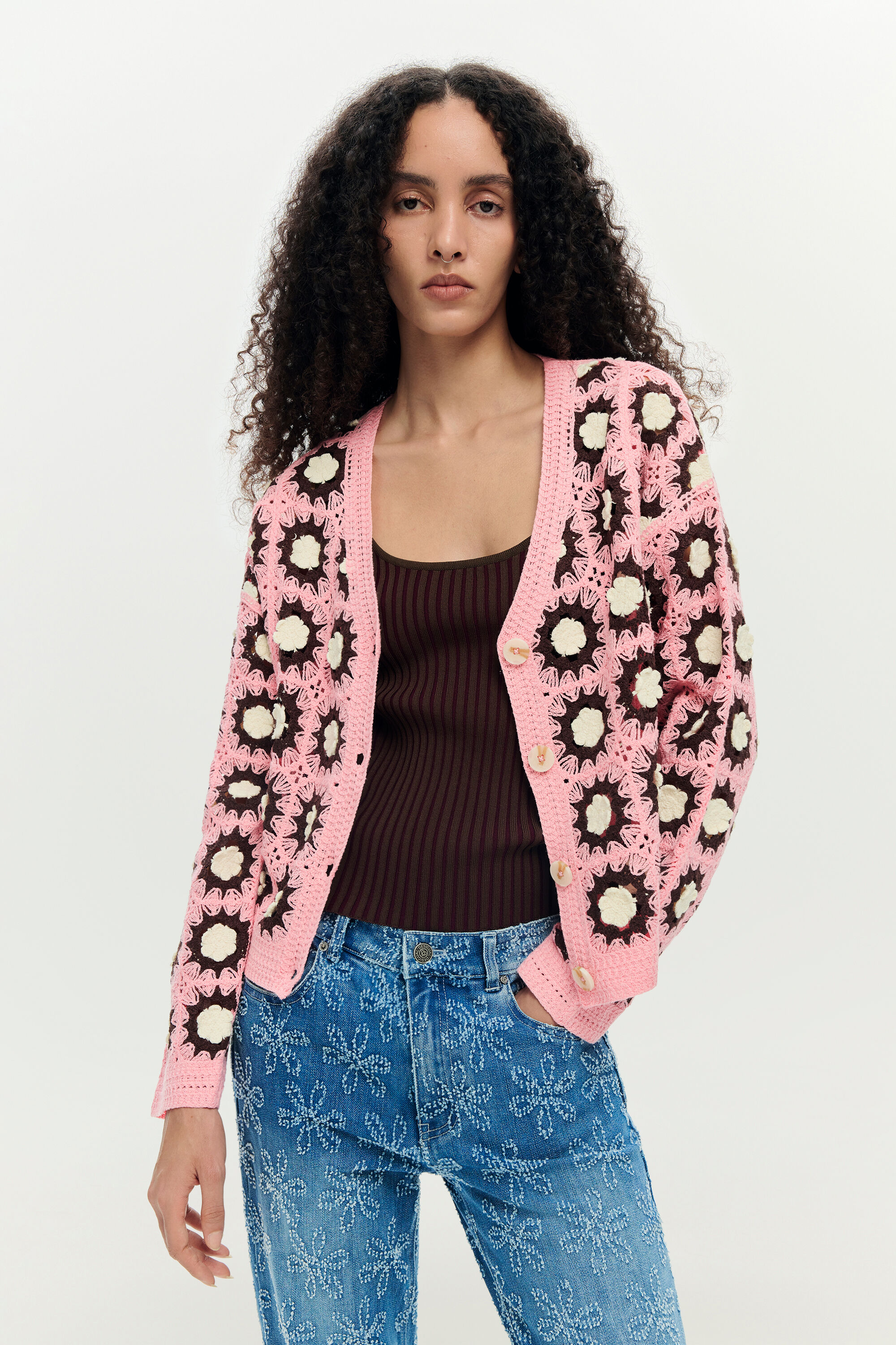Pink crochet cardigan