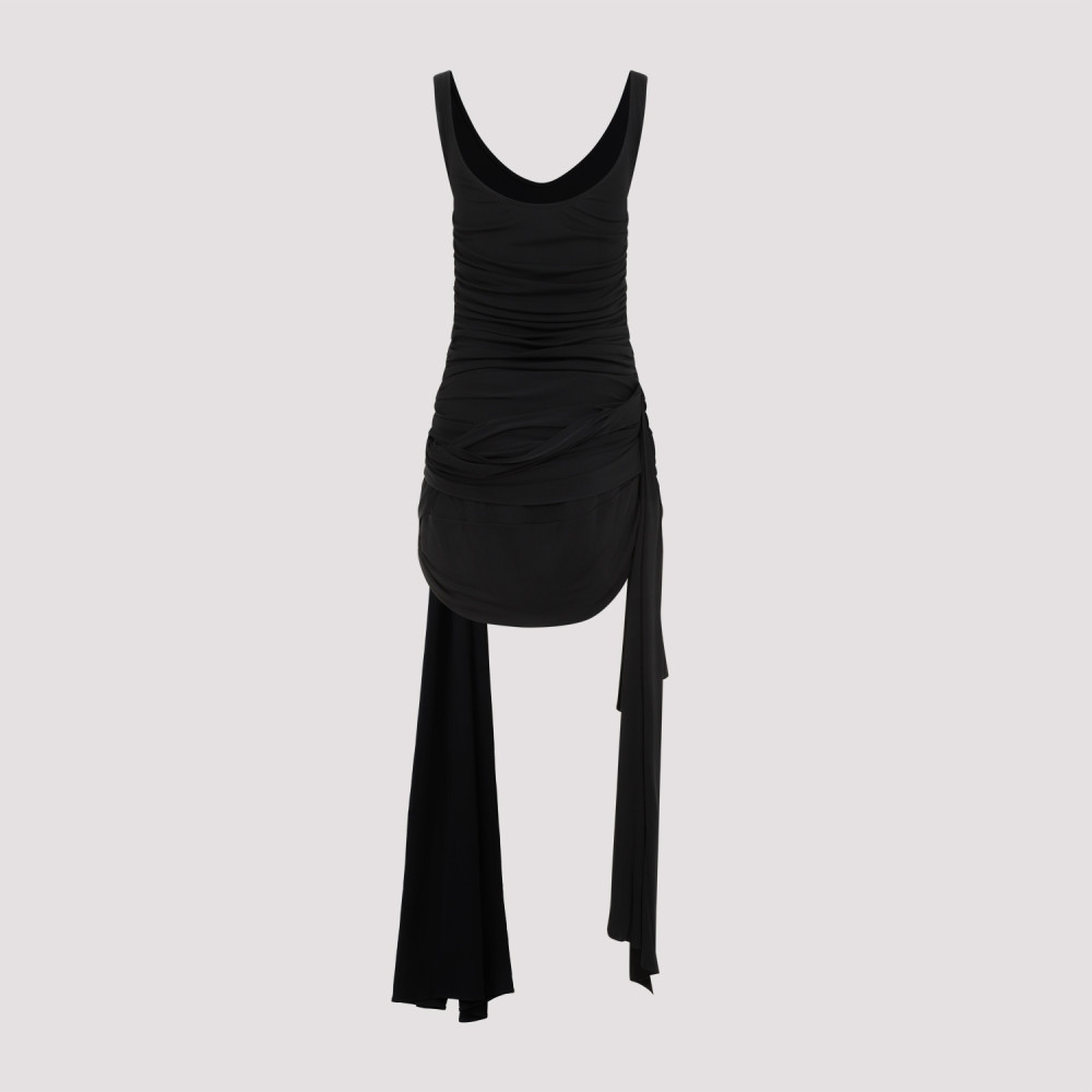 Black Gathered Effect All-over Dress