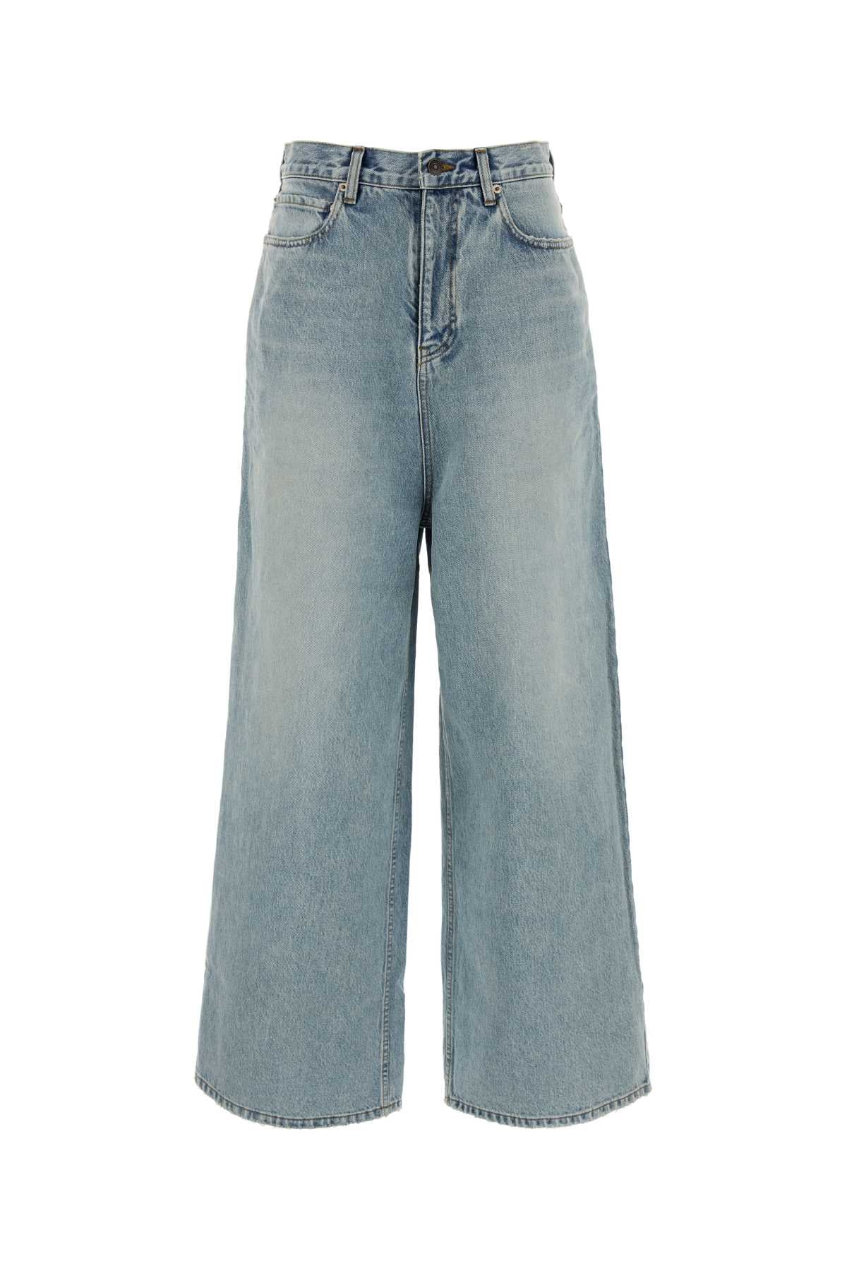 Bleached Wide-Leg Jeans — Blue