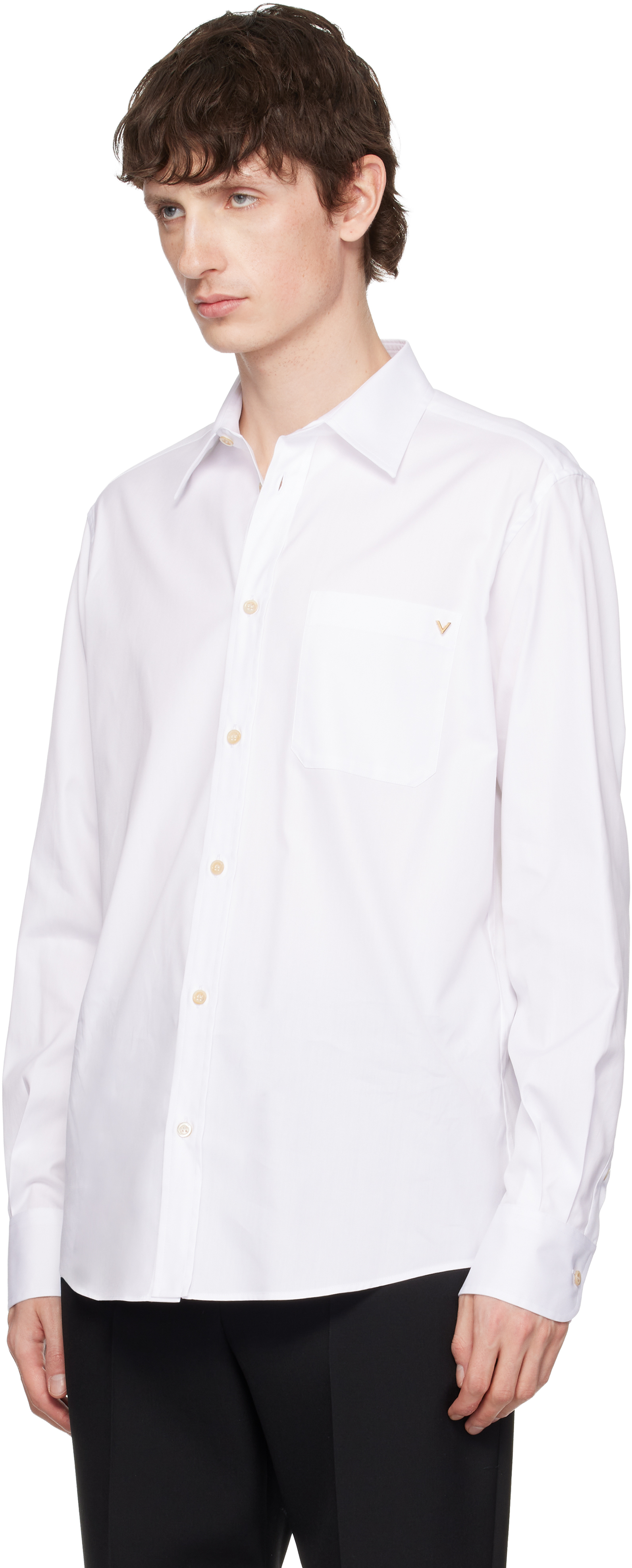 White Oxford Cotton VGold Shirt
