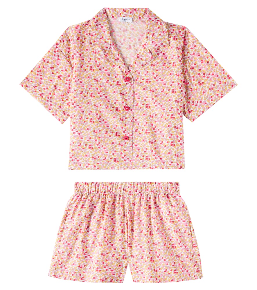Floral cotton shirt and shorts set