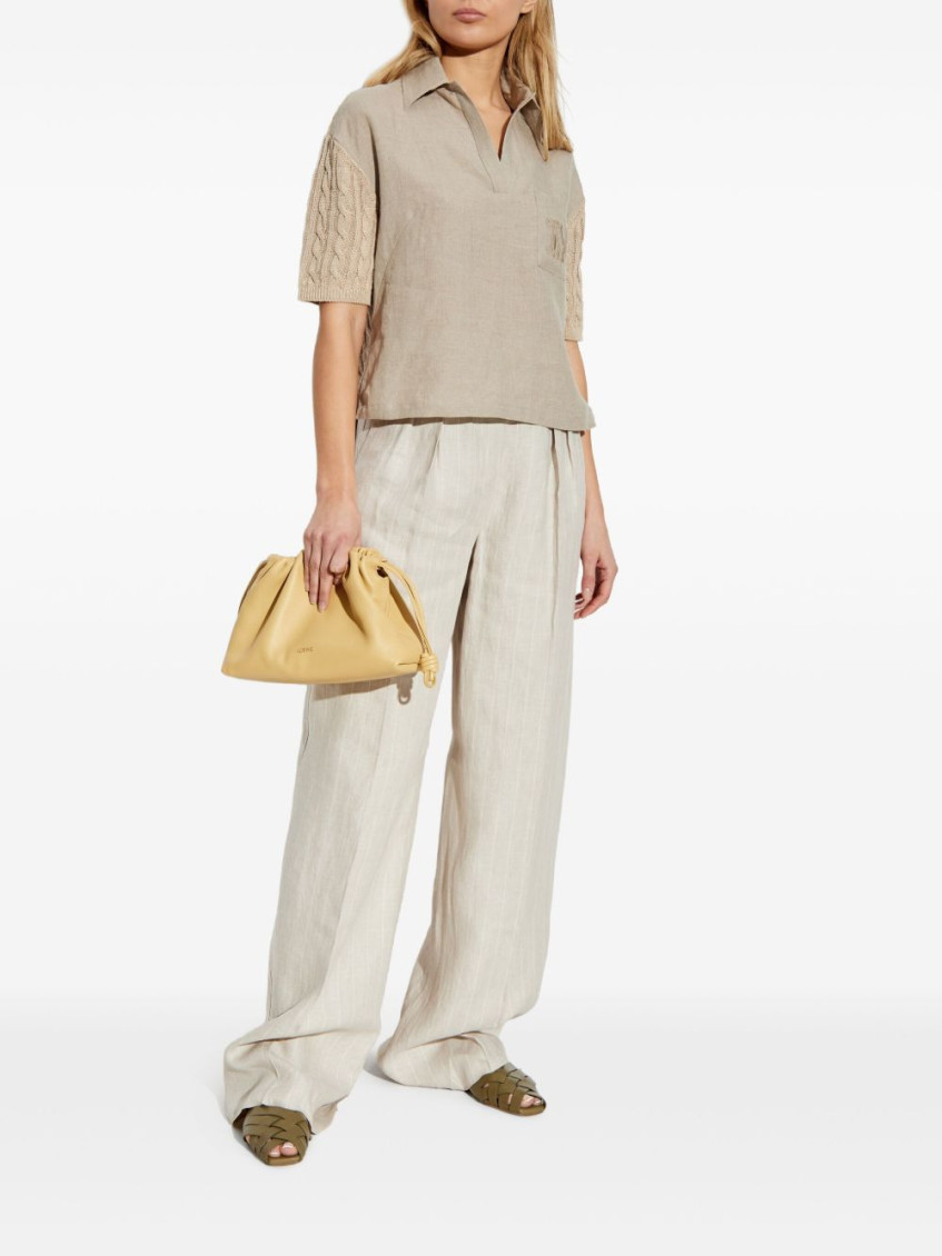 Beige Rauche linen trousers