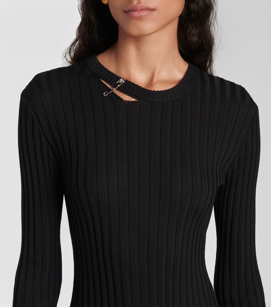 Safety Pin ribbed-knit minidress