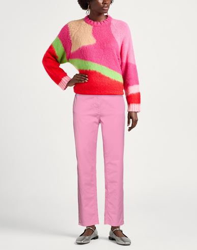 Woman Pants Pink Size L Cotton, Elastane