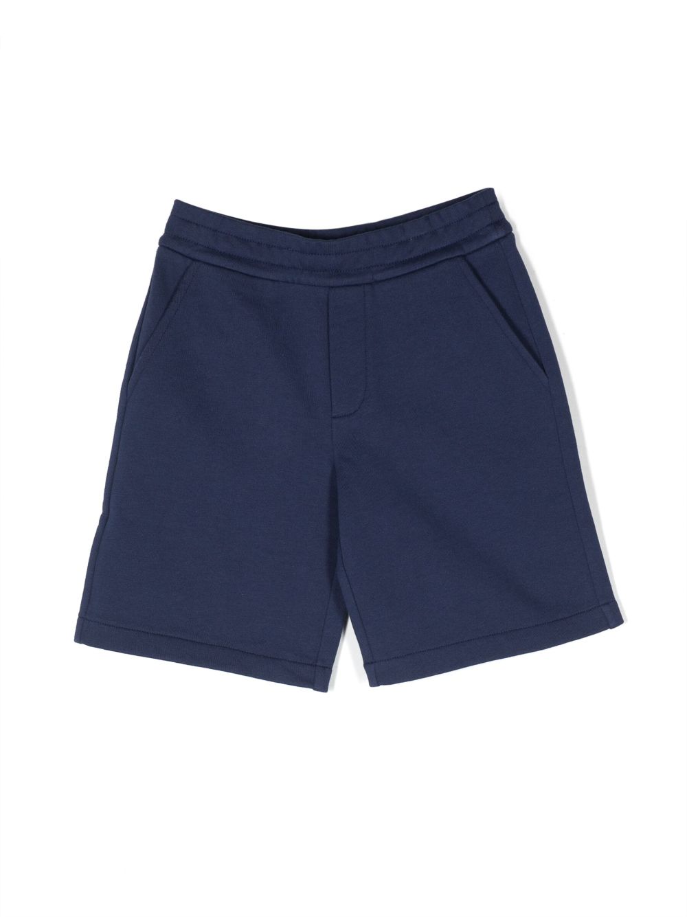 Logo-patch cotton shorts - Blue
