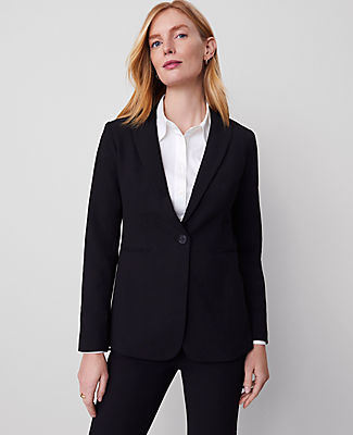Ann Taylor The Tall Long Single Button Blazer in Bi-Stretch