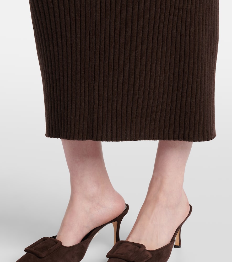 Ribbed-knit cashmere maxi skirt