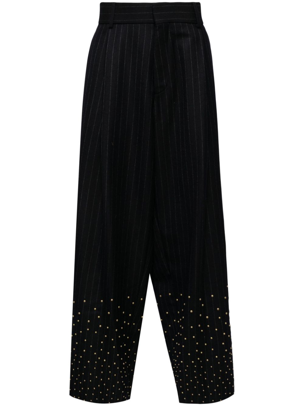 Stud-embellishment wool trousers - Blue