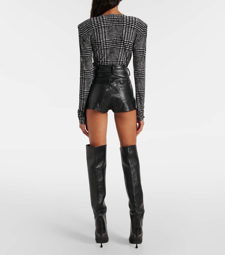 Norma Kamali High-rise faux leather shorts