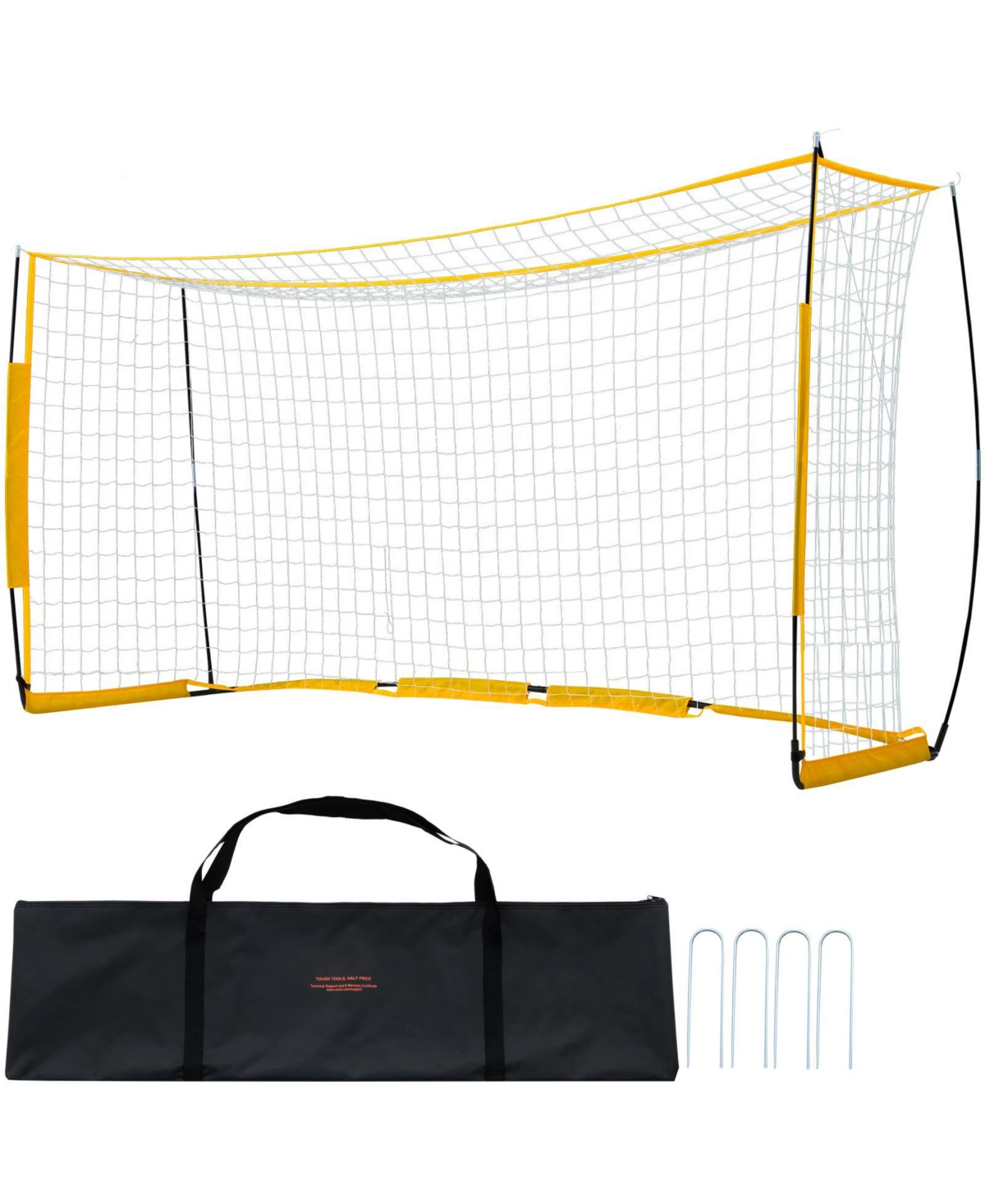 12x6 ft Portable Soccer Goal Kids Soccer Net Carry Bag Backyard Training Yellow