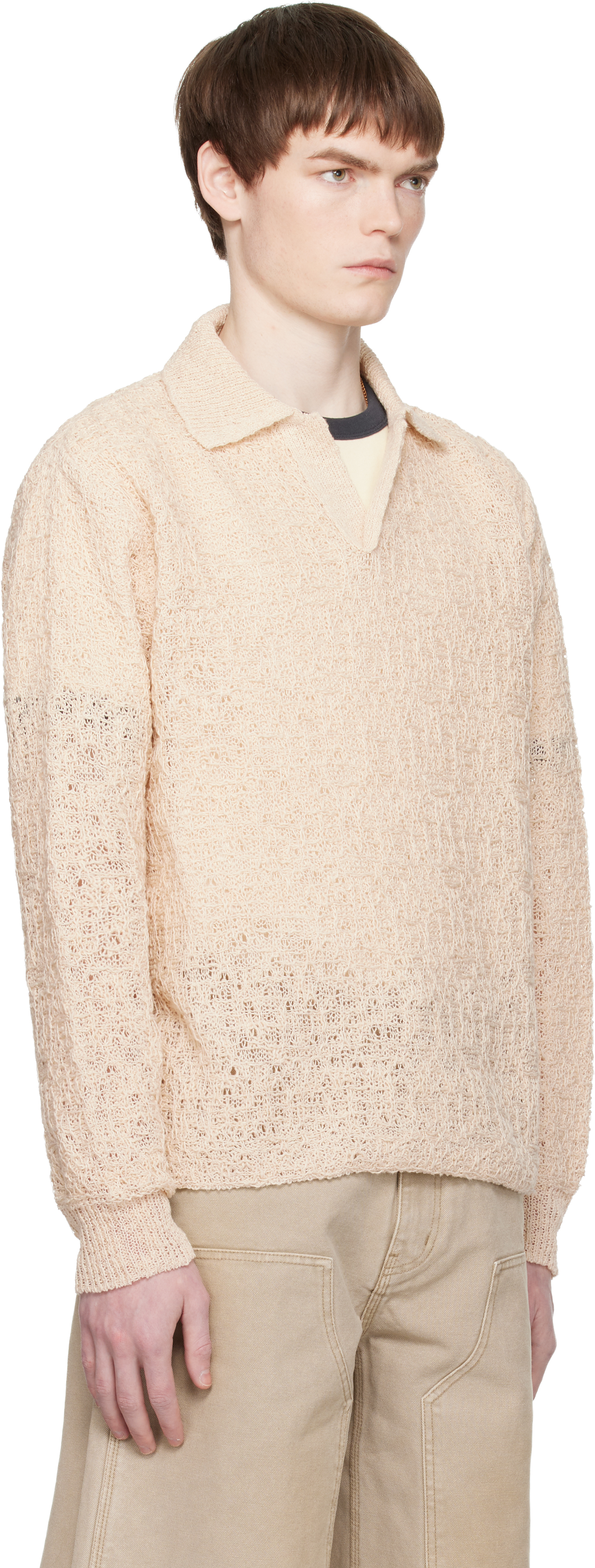 Off-White Crochet Collar Knit Polo