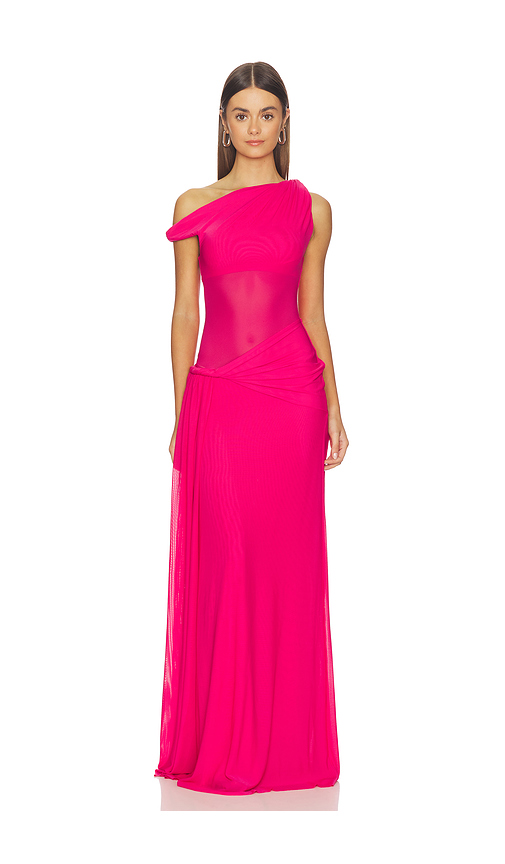 MISHA The Sisal Mesh Dress in Fuchsia. L. Also in XXS, XS